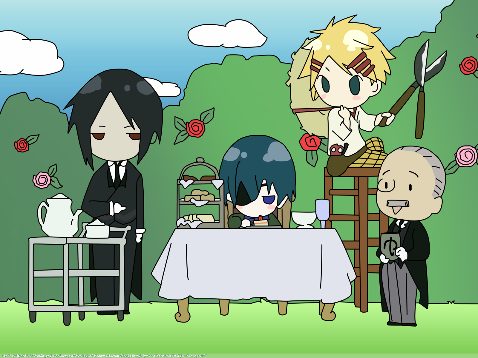 Yana Toboso, A-1 Pictures, Kuroshitsuji, Ciel Phantomhive, - Black Butler Chibi - HD Wallpaper 