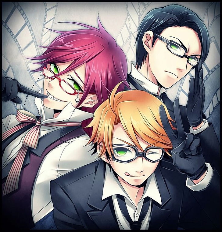 Three Men Mangacharacter Digital Wallpaper, Black Butler, - Black Butler Shinigami - HD Wallpaper 