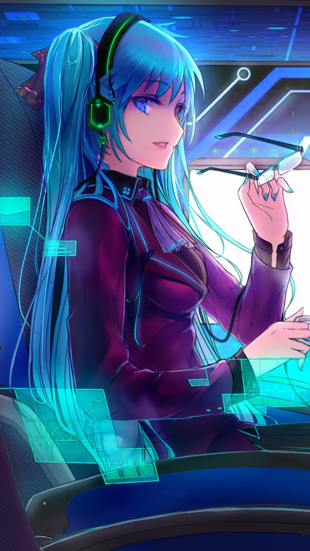 Iphone Wallpaper Hatsune Miku, Blue Hair Anime Girl, - Anime Girl Blue - HD Wallpaper 