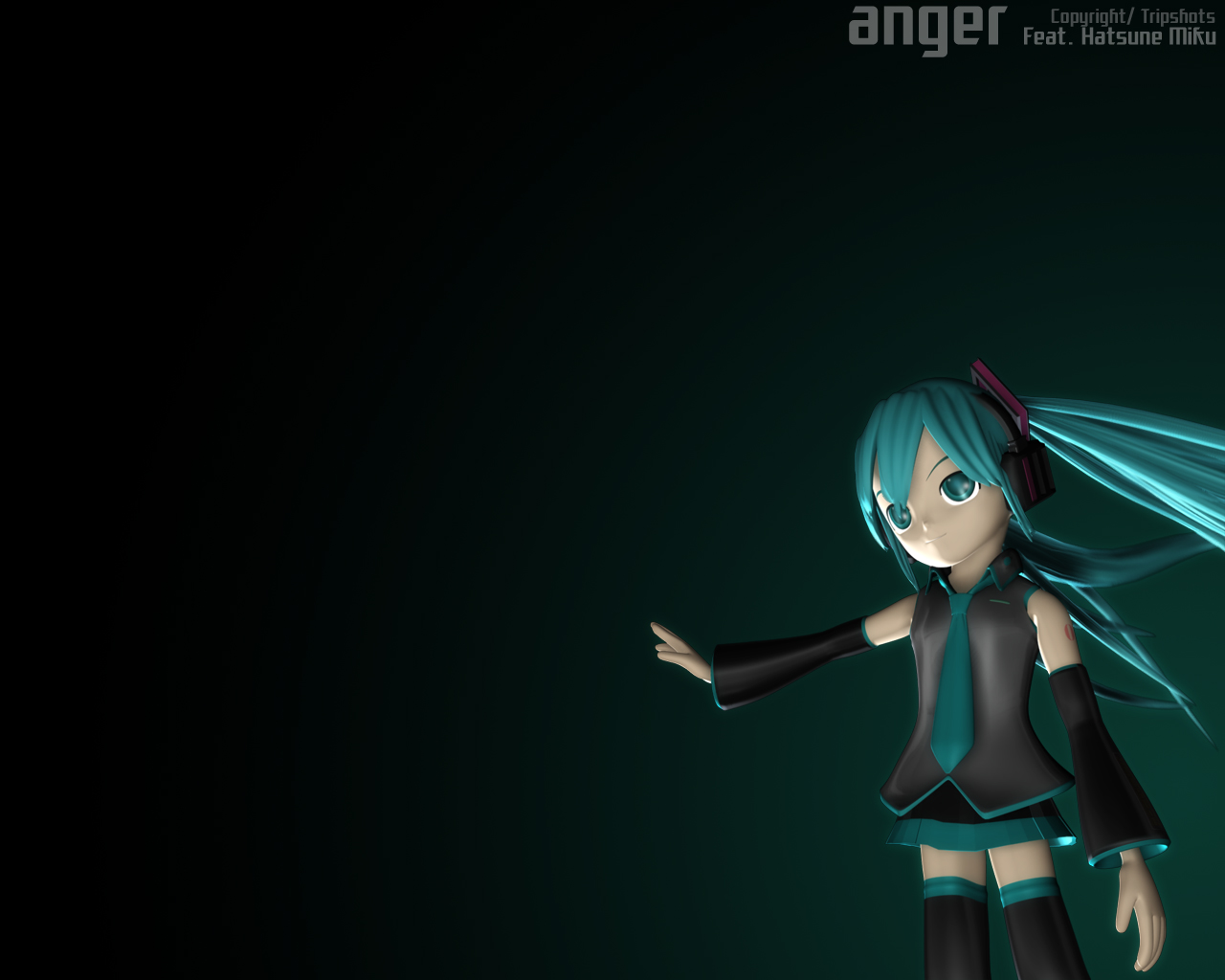3d Anger Blue Eyes Blue Hair Hatsune Miku Long Hair - Miku Hatsune Anger - HD Wallpaper 