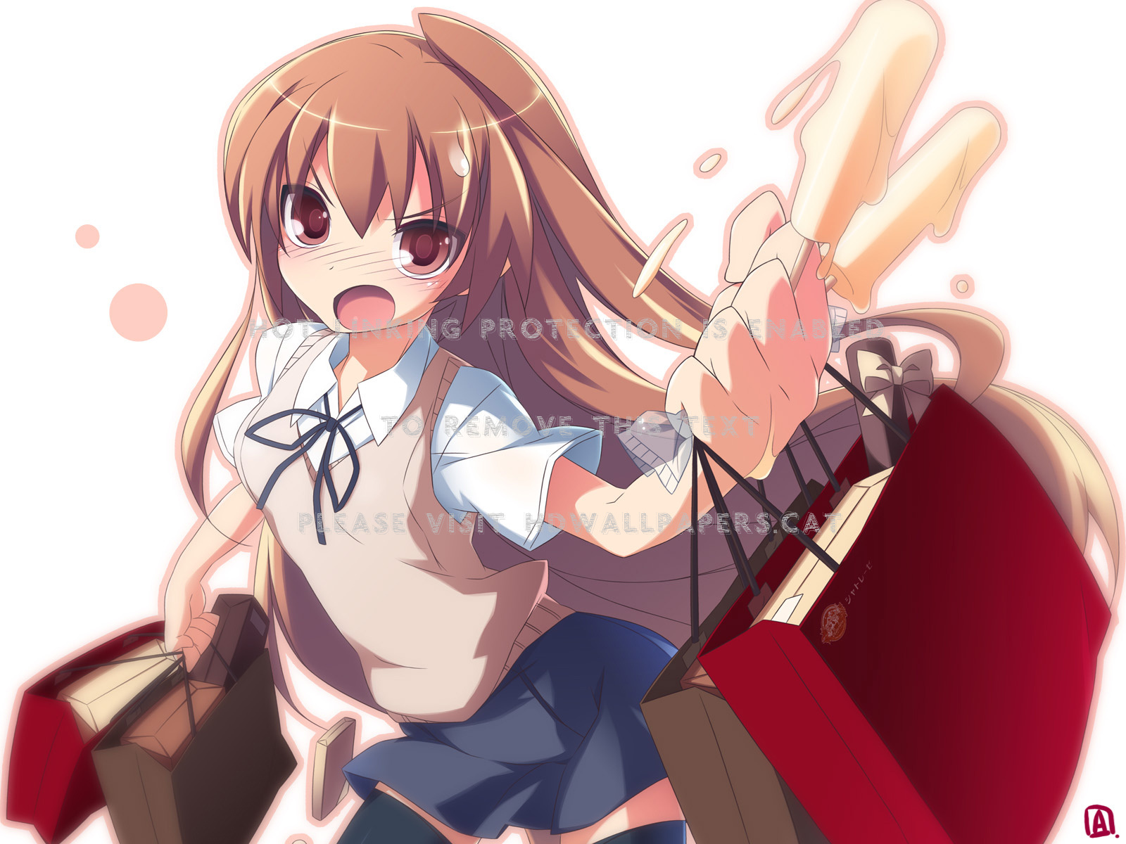 Taiga Aisaka Toradora Bags Schoolgirl Angry - Tora Sora Taiga - HD Wallpaper 