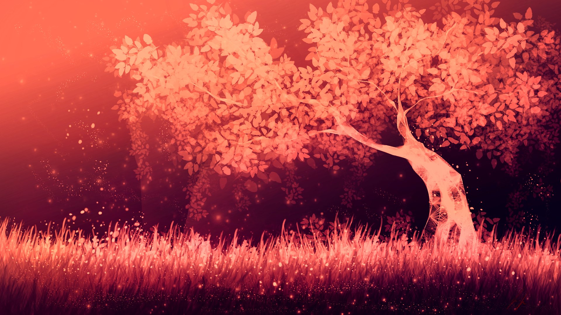 Arbol Rojo - HD Wallpaper 