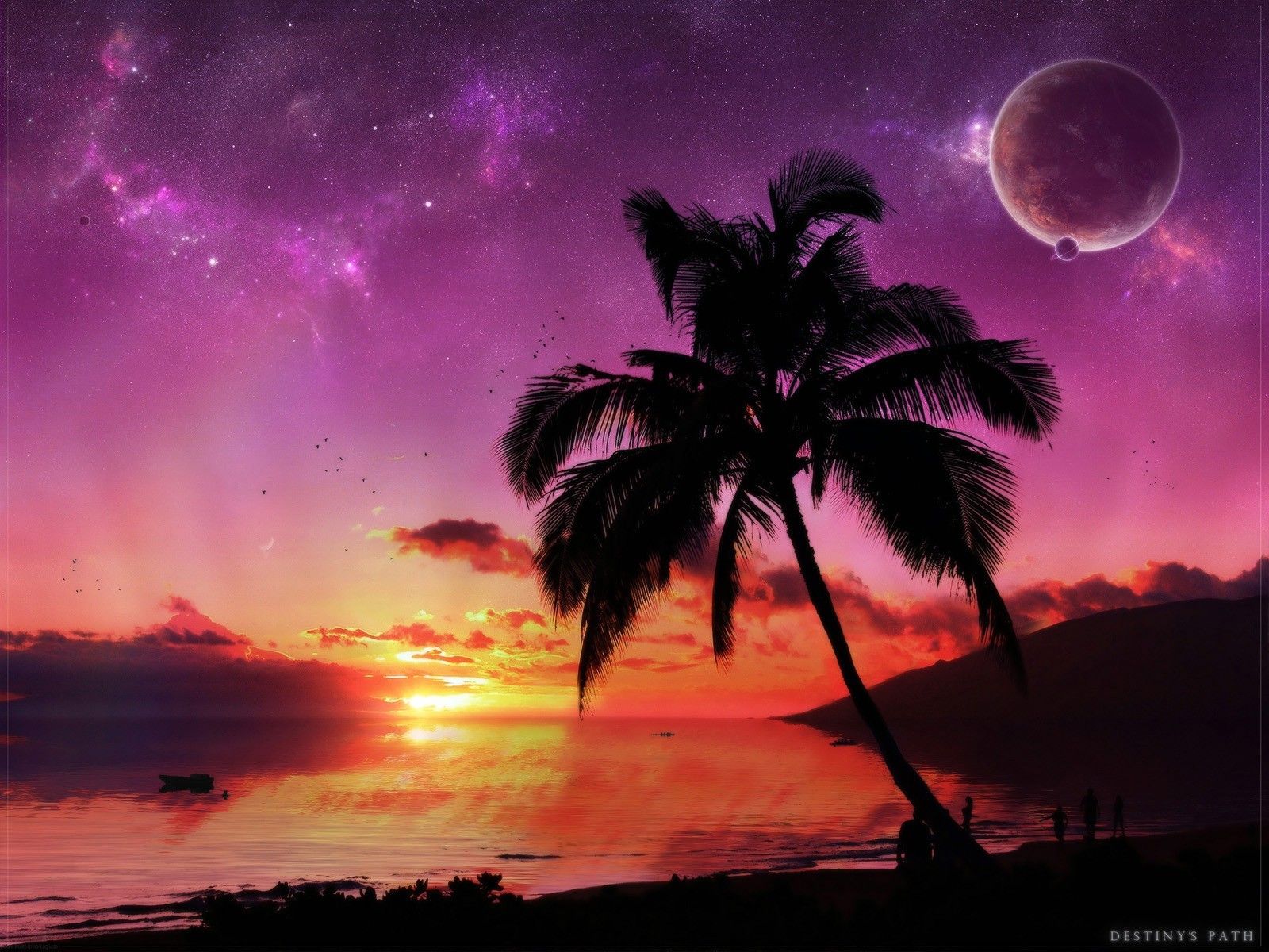 Palm Tree In Space - HD Wallpaper 