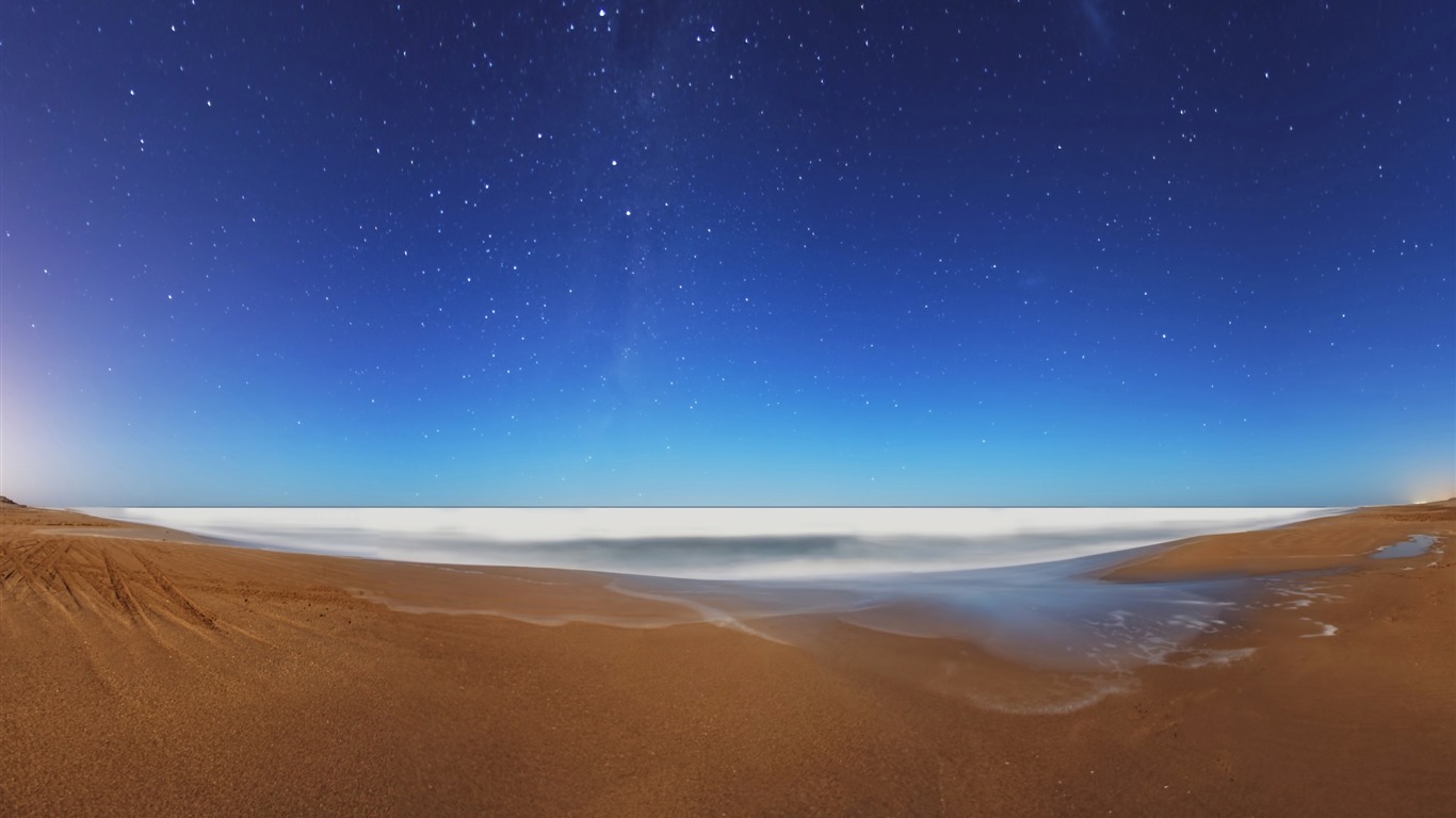 Cielo Estrellado Playa-océano Paisaje Fondo De Pantalla - Erg - HD Wallpaper 