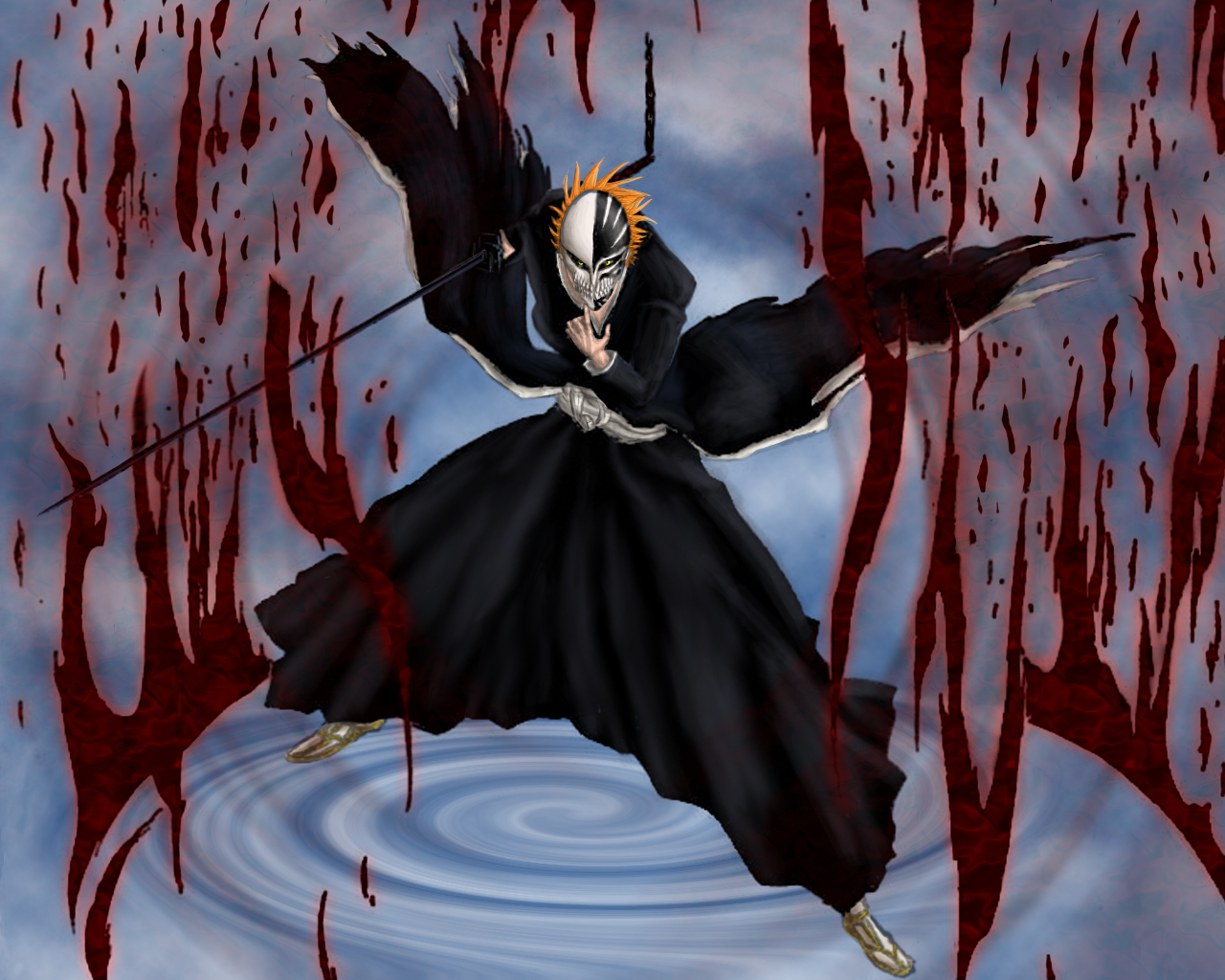 Bleach Ichigo Bankai Hollow Mask - HD Wallpaper 