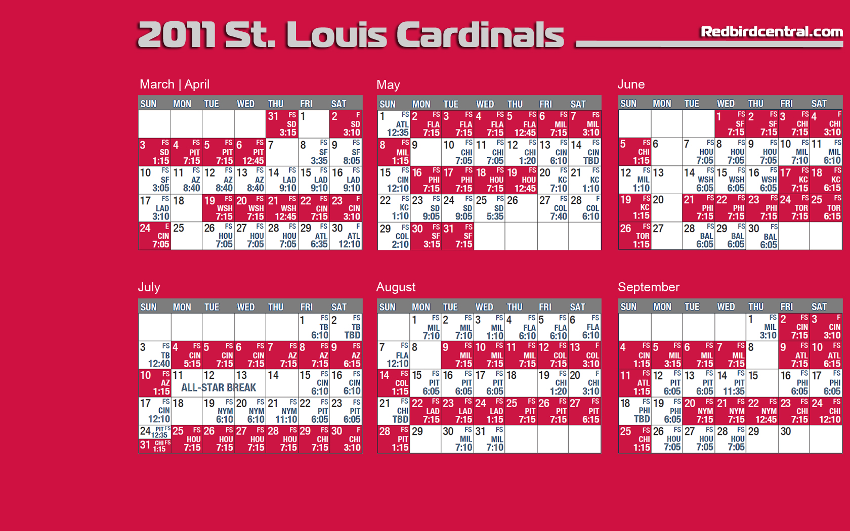 St Louis Cardinals 2011 Schedule - HD Wallpaper 