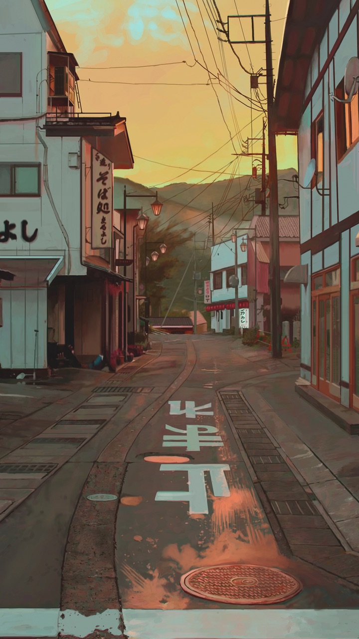 Japan, Street, And Walk Image - Japan Street Drawing - HD Wallpaper 