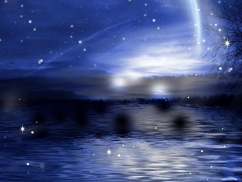 Night Of Bright Stars Wallpaper - Moon And Star Reflection - HD Wallpaper 