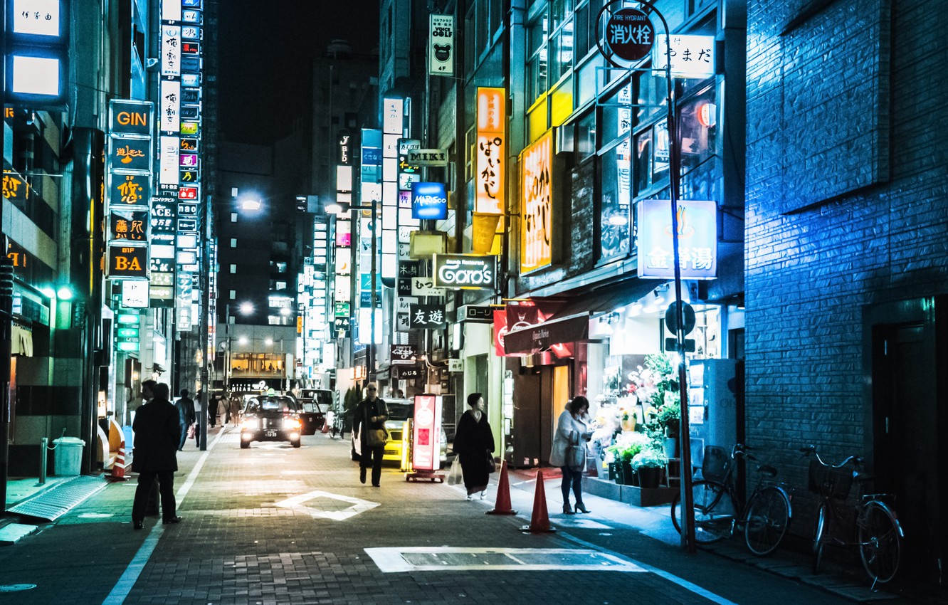 Photo Wallpaper Tokyo, Japan, Street, People, Neon, - Alley - HD Wallpaper 