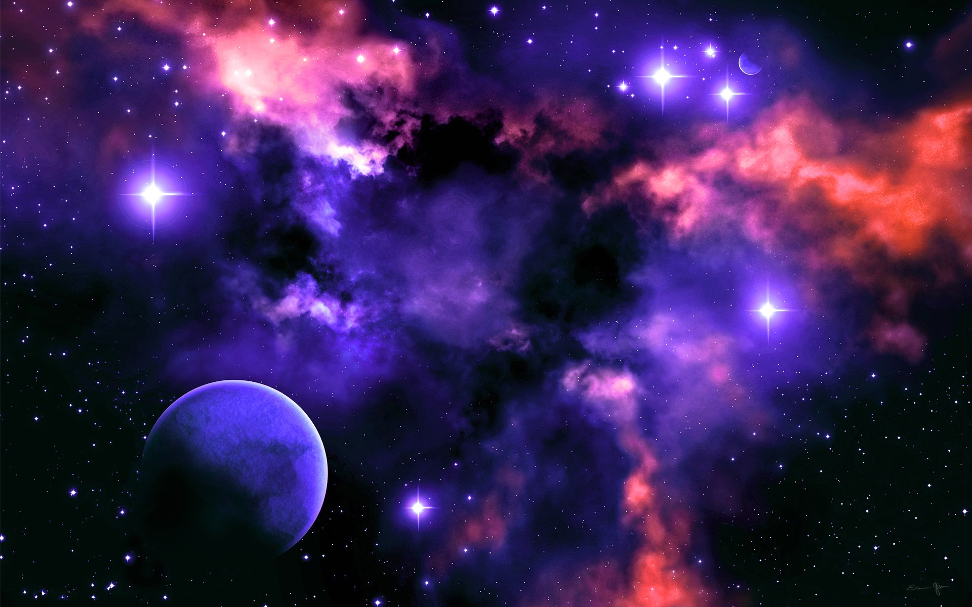 Wallpaper Space, Nebula, Stars, Planet, Light, Colors - Nebula And Planets - HD Wallpaper 