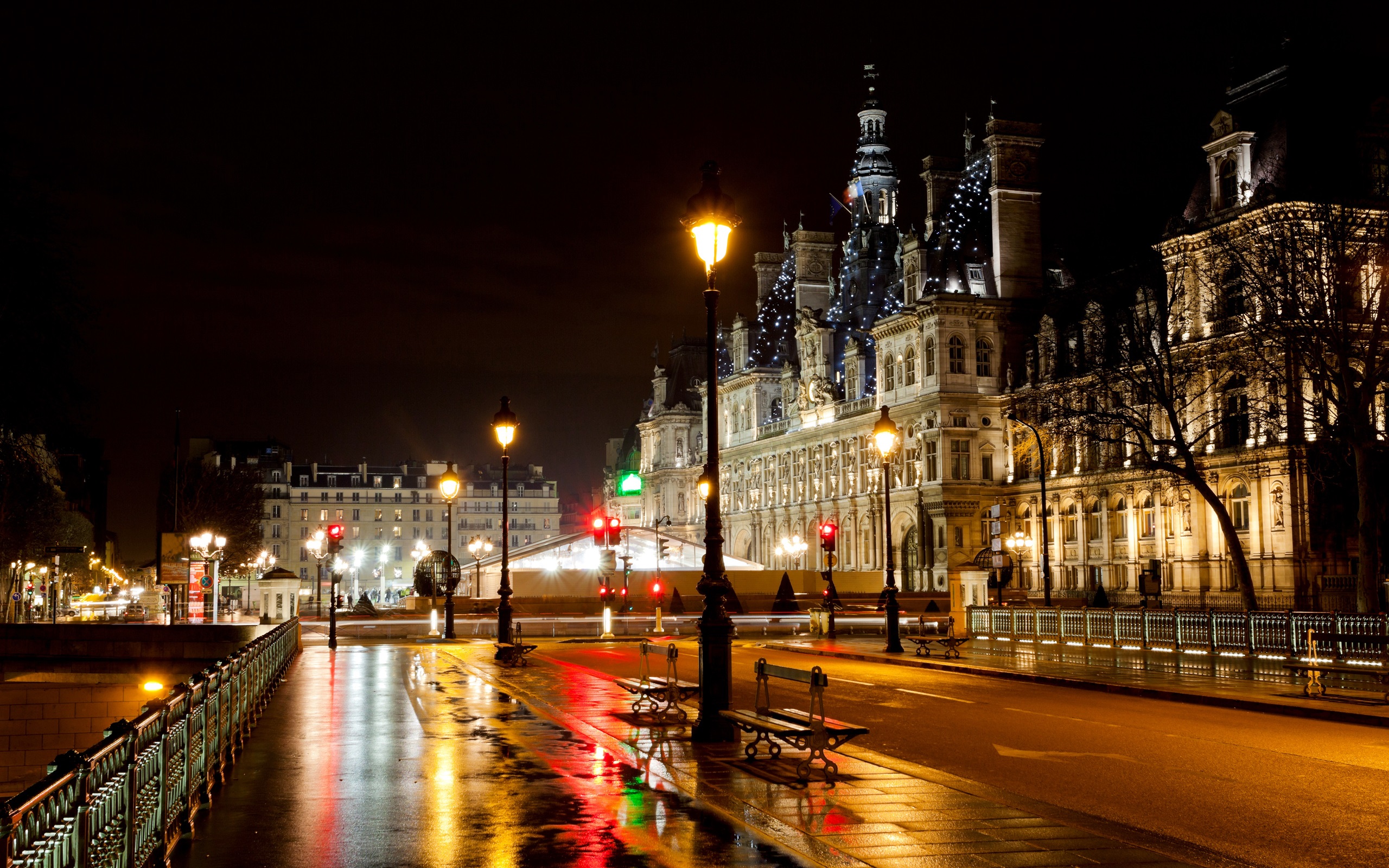 Paris Streets At Night - HD Wallpaper 