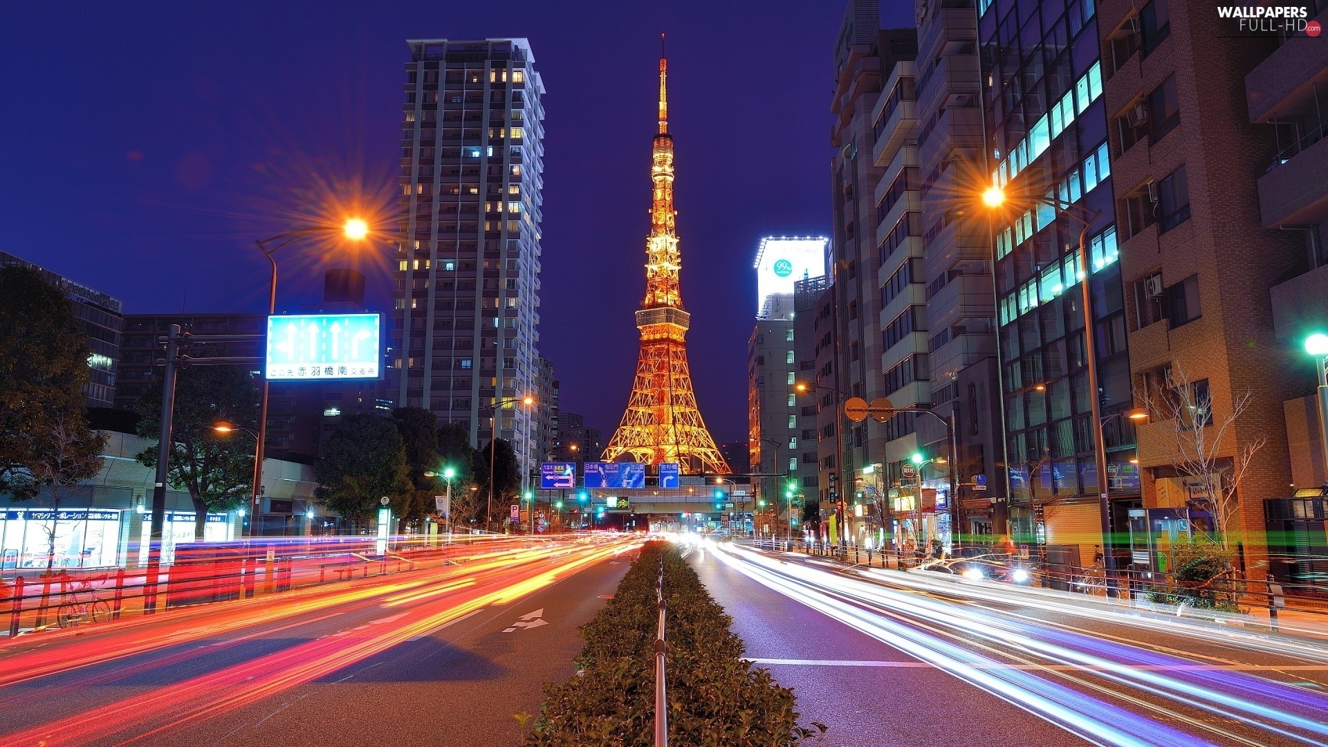 Night, Skyscraper, Tower, Japan, Street, Tokio, Tower - HD Wallpaper 