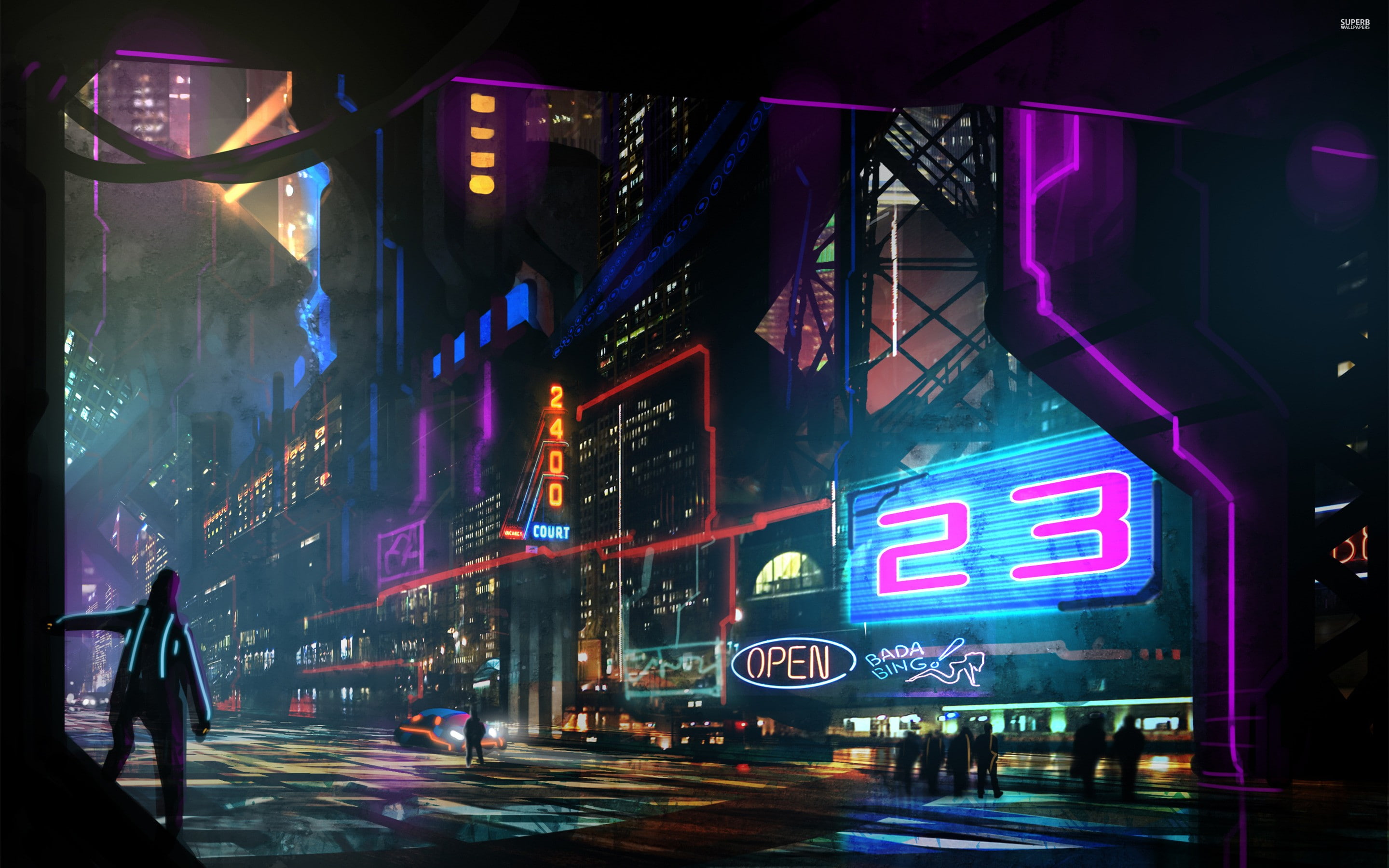 4k Sci Fi Wallpaper Dump - Sci Fi Neon City - HD Wallpaper 