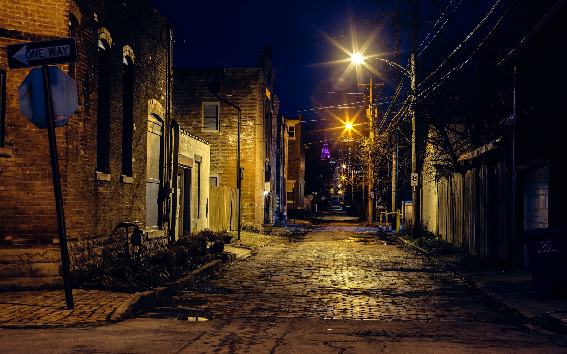 Wallpaper City, Night, Street, Lights - Alley - HD Wallpaper 