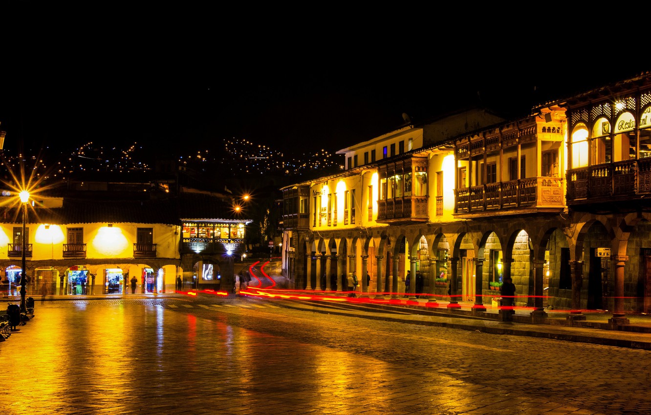 Photo Wallpaper Night, Night, Peru, Peru, Noche, Cusco, - Cusco Fondo De Pantalla - HD Wallpaper 