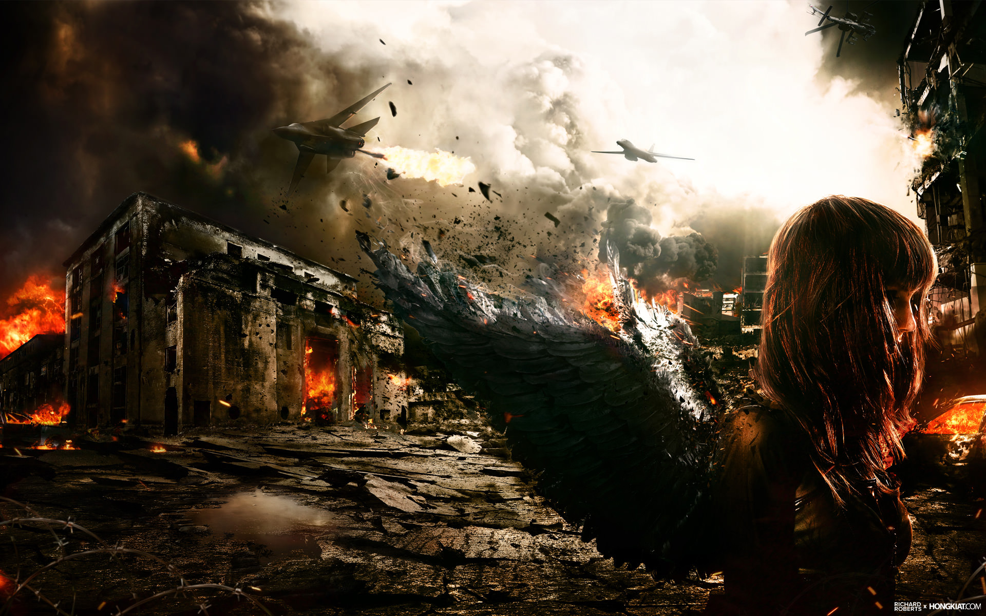 Apocalypse Wallpaper - Hongkiat - Apocalyptic Angel - HD Wallpaper 