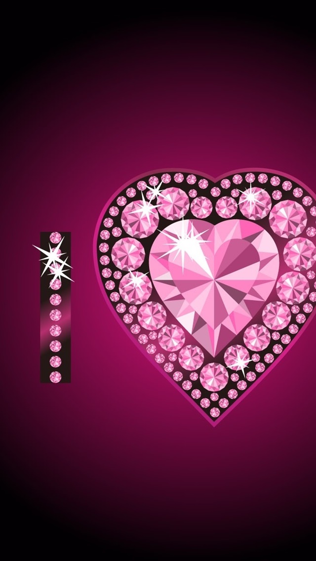 Iphone Wallpaper Purple I Love You - Heart Pink Diamond Wallpaper For Iphone - HD Wallpaper 