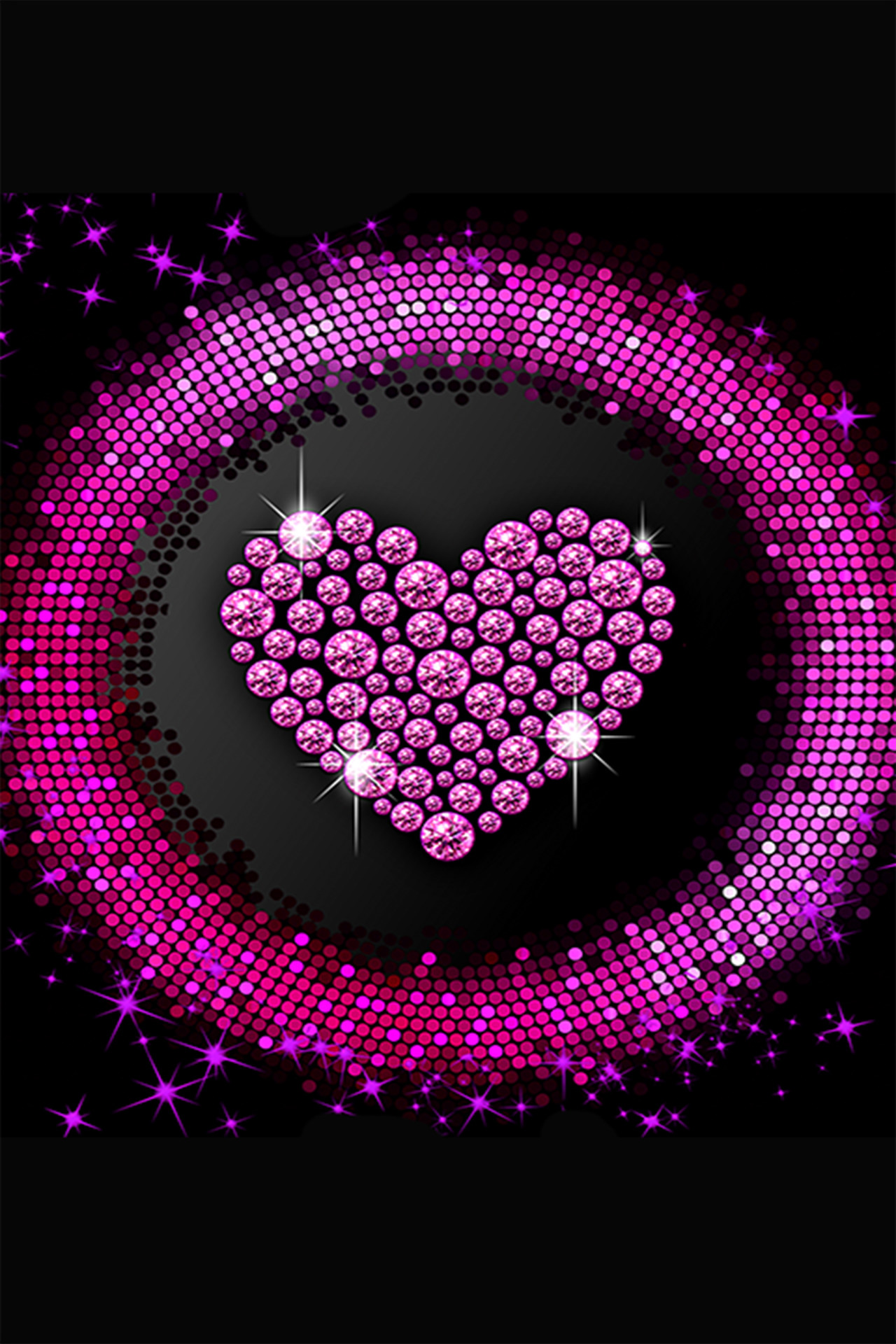 Heart Beat Diamond Wallpaper Style2 - Black And Pink Heart - HD Wallpaper 