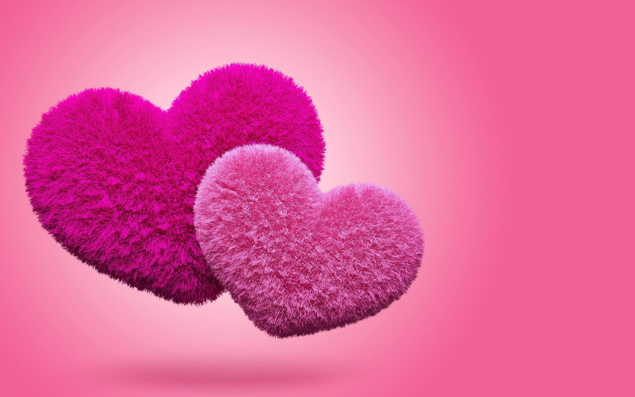 Two Heart Images Pink Colour - HD Wallpaper 