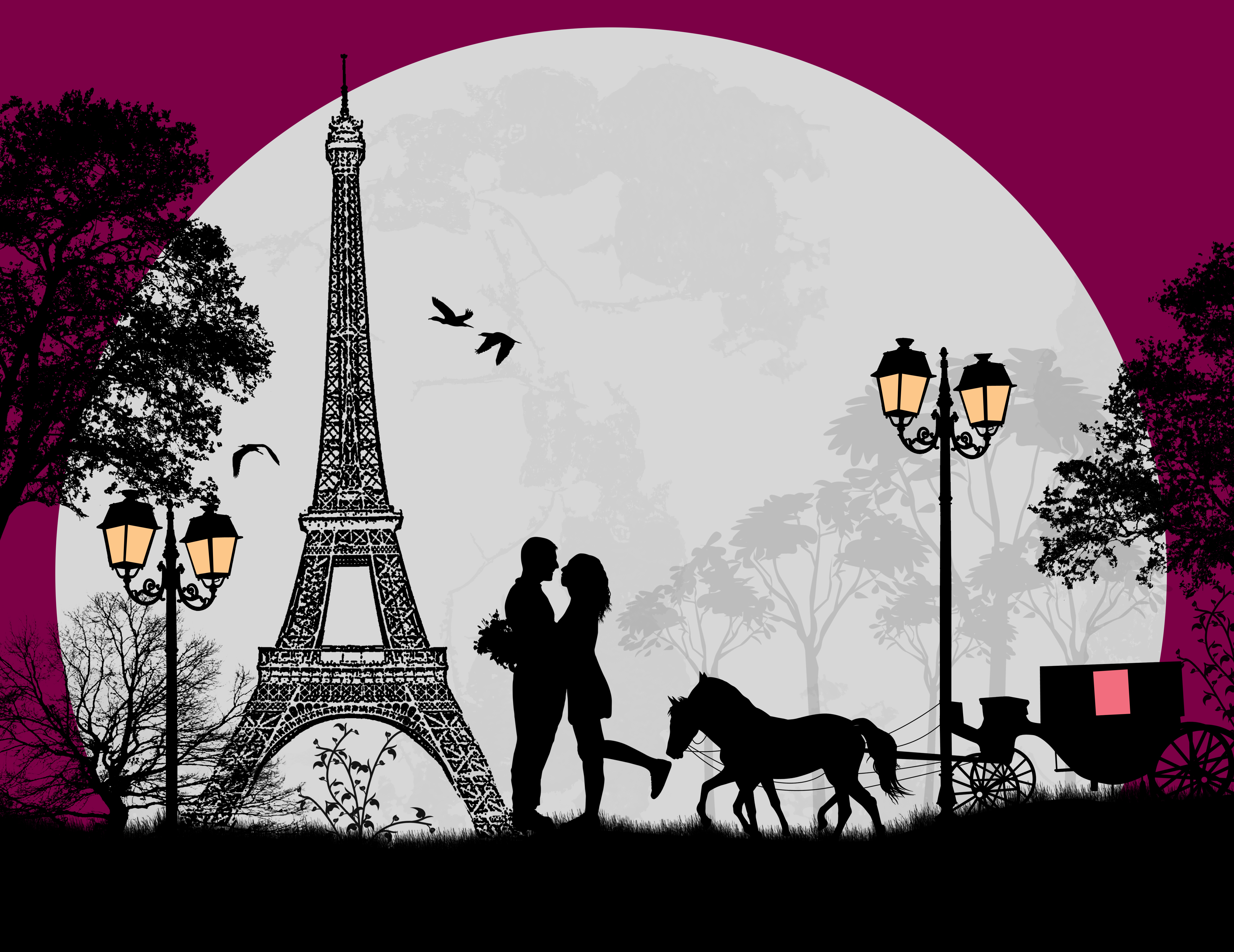 Romantic Eiffel Tower Paris - HD Wallpaper 