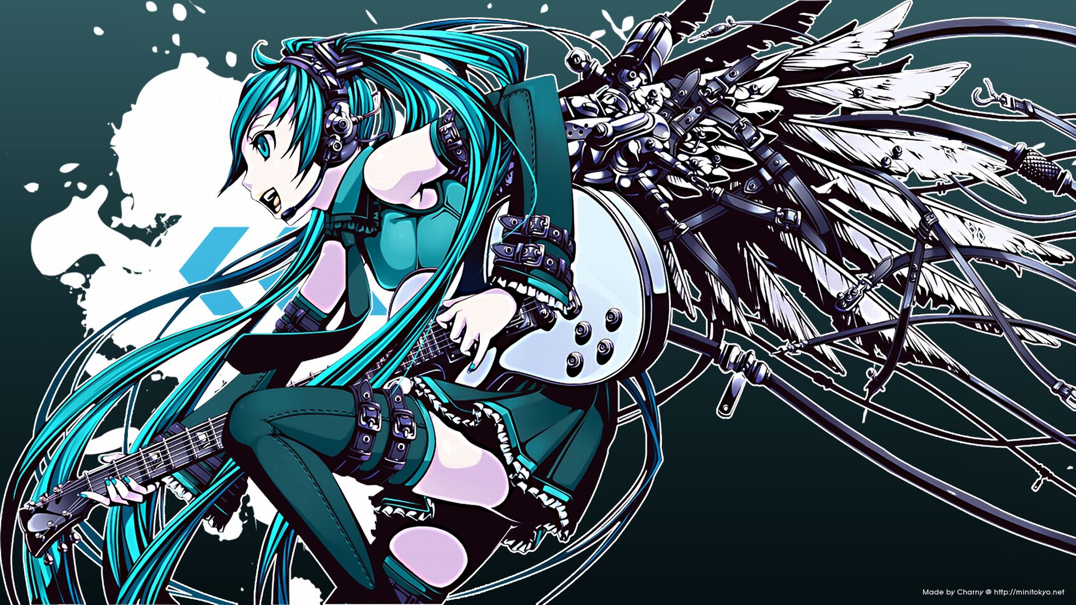 Hatsune Miku Wallpapers Guitar - HD Wallpaper 