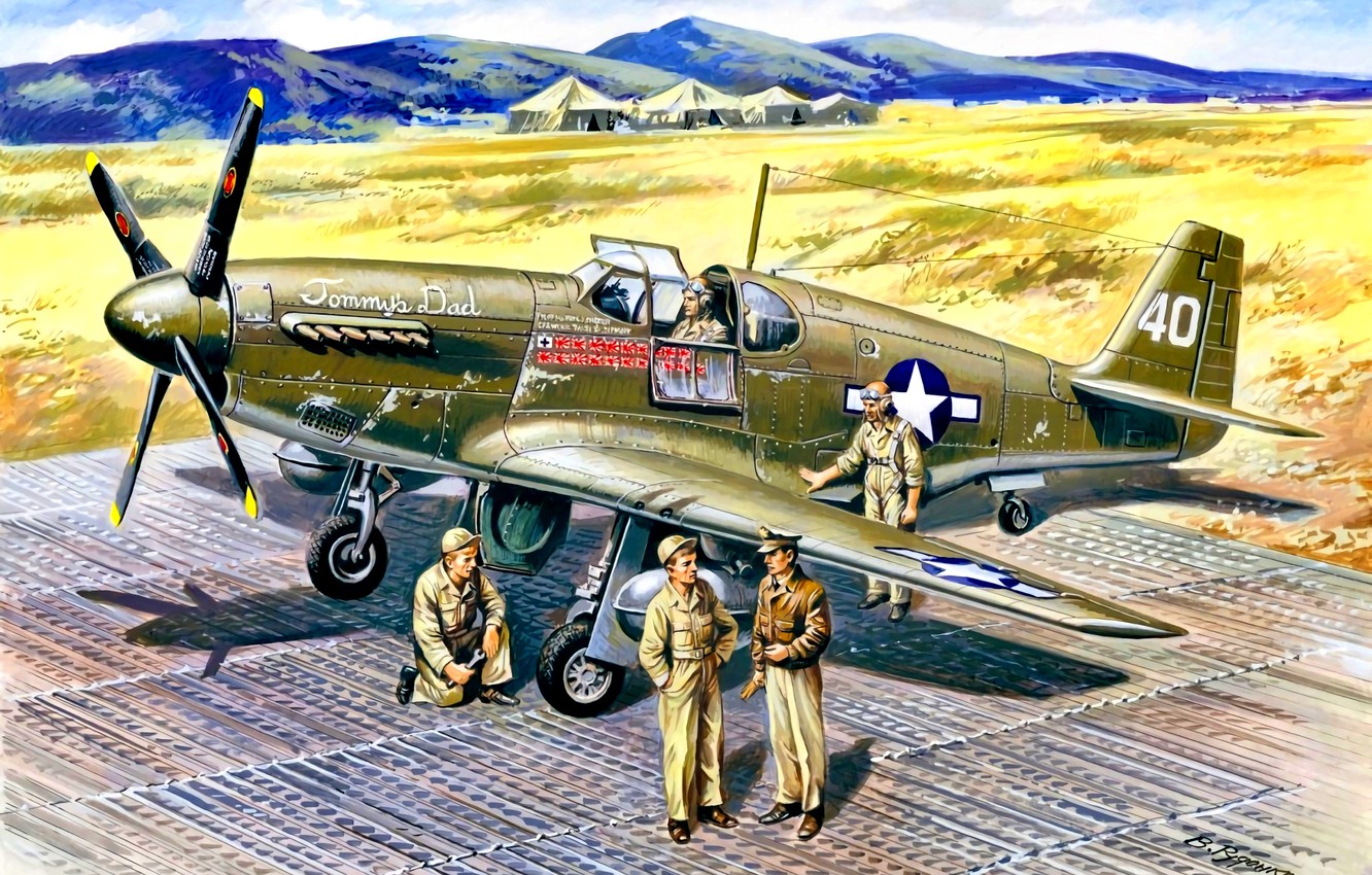 Photo Wallpaper Mustang, The Airfield, Pilot, Usaf, - Usaaf Pilots And Ground Personnel Icm - HD Wallpaper 