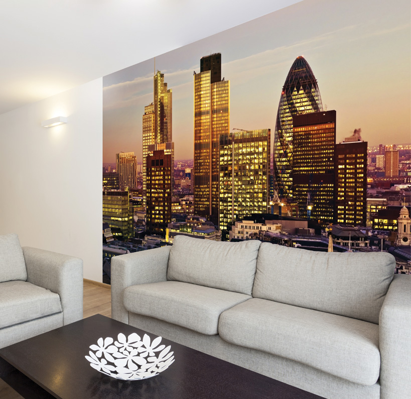 Gherkin And London Skyline At Dusk Wall Mural - London City - HD Wallpaper 