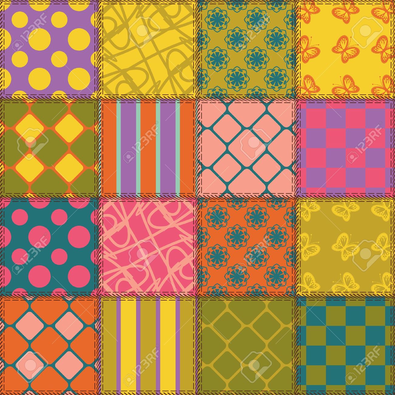 Patchwork Background With Different Patterns Royalty - Patchwork Pattern - HD Wallpaper 