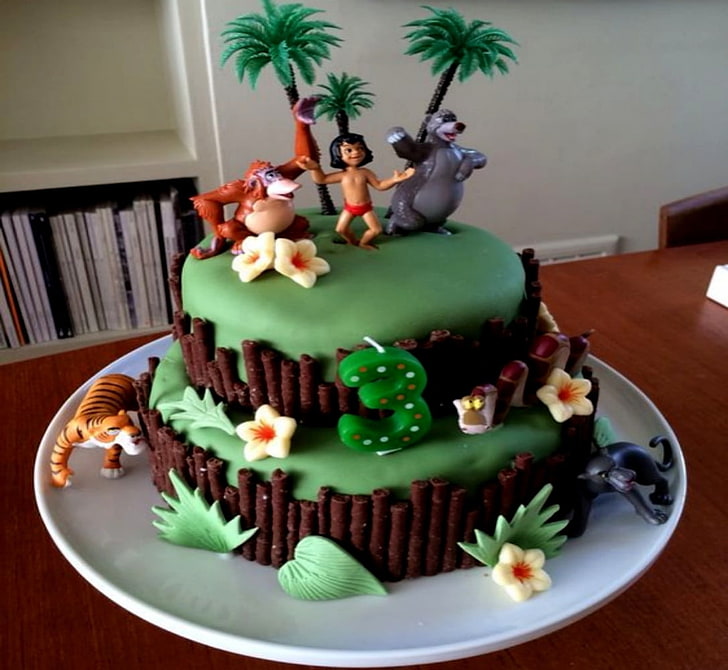 Jungle Book Cake, Flowers, Animals, Sweet Food, Dessert, - HD Wallpaper 