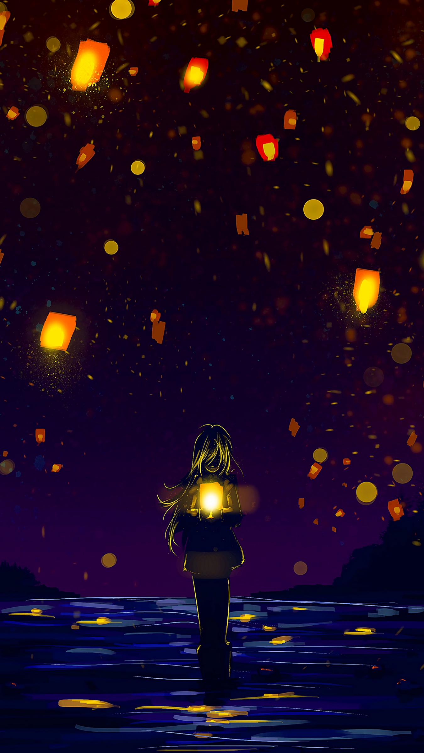 Wallpaper Lanterns, Silhouette, Lonely, Art, Dark - Iphone Lantern Wallpaper Hd - HD Wallpaper 