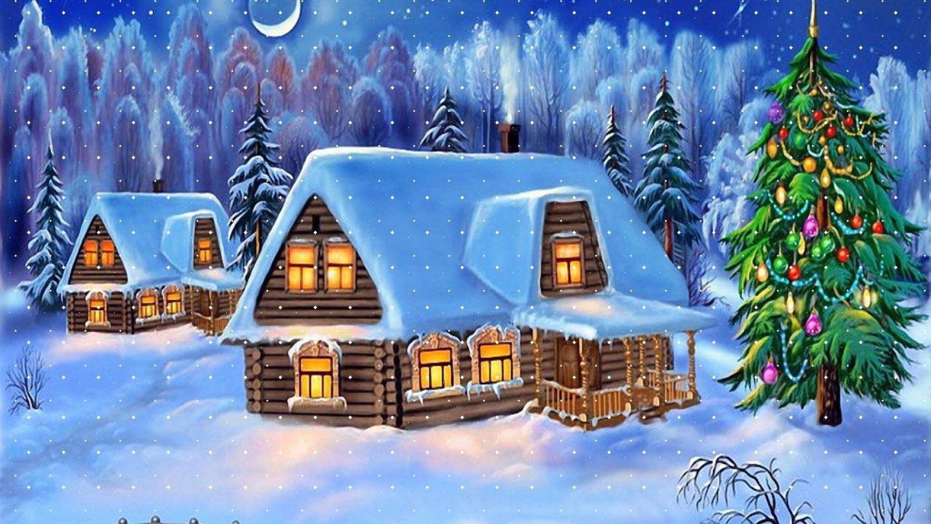 1920x1080, Winter, Schnee, Weihnachten, Karte Apple - Winter Snowfall Christmas House Background - HD Wallpaper 