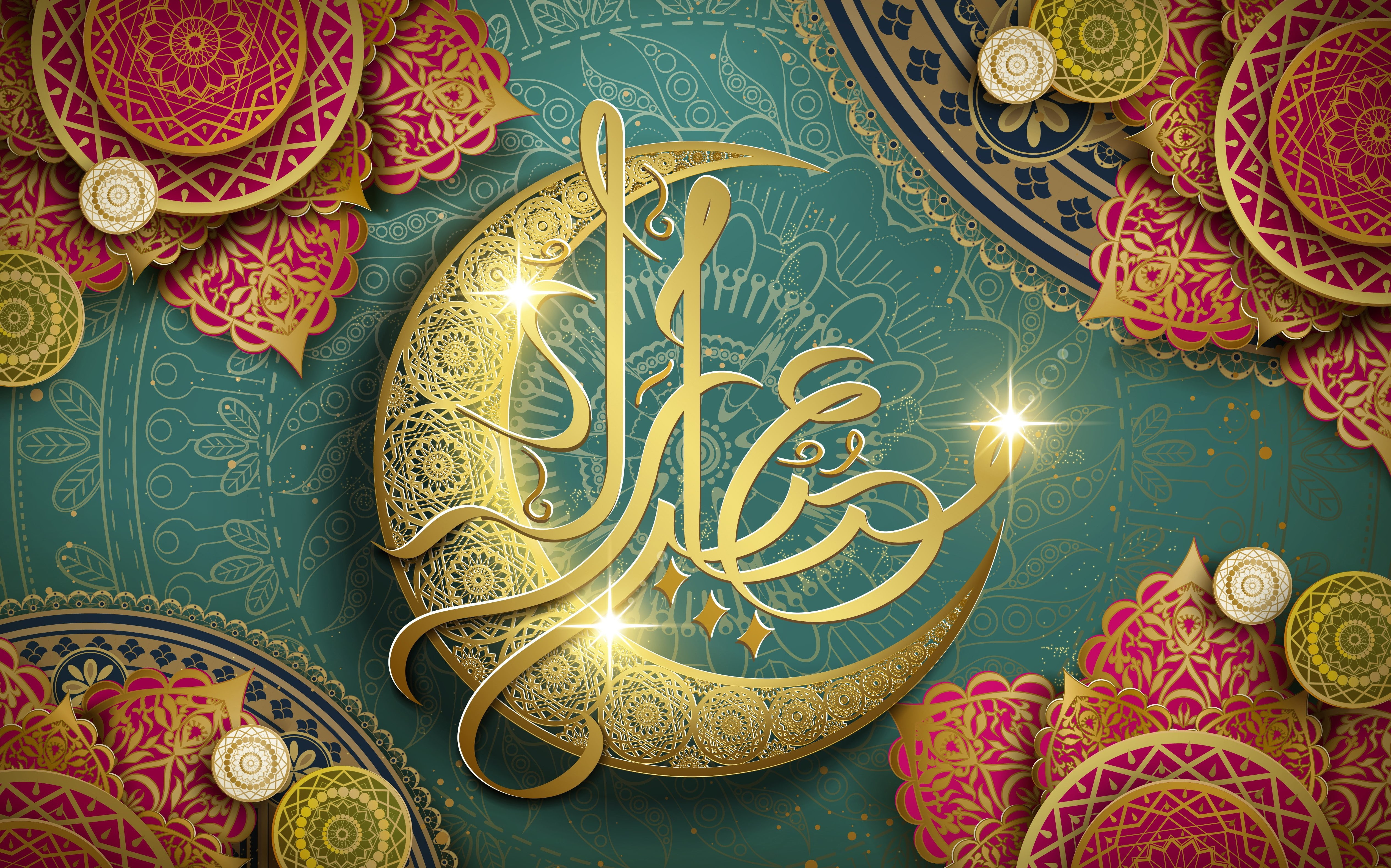 Photo Wallpaper Flowers, Patterns, A Month, Religion, - Islam 4k - HD Wallpaper 