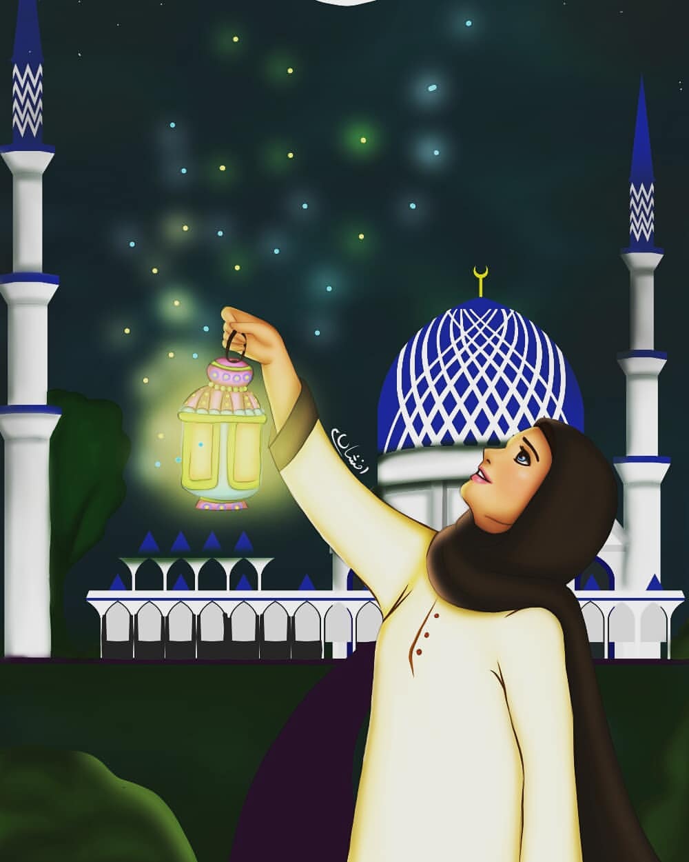 Salah Ramadan Girl Wallpaper - Ramadan Art Dps For Girls - HD Wallpaper 