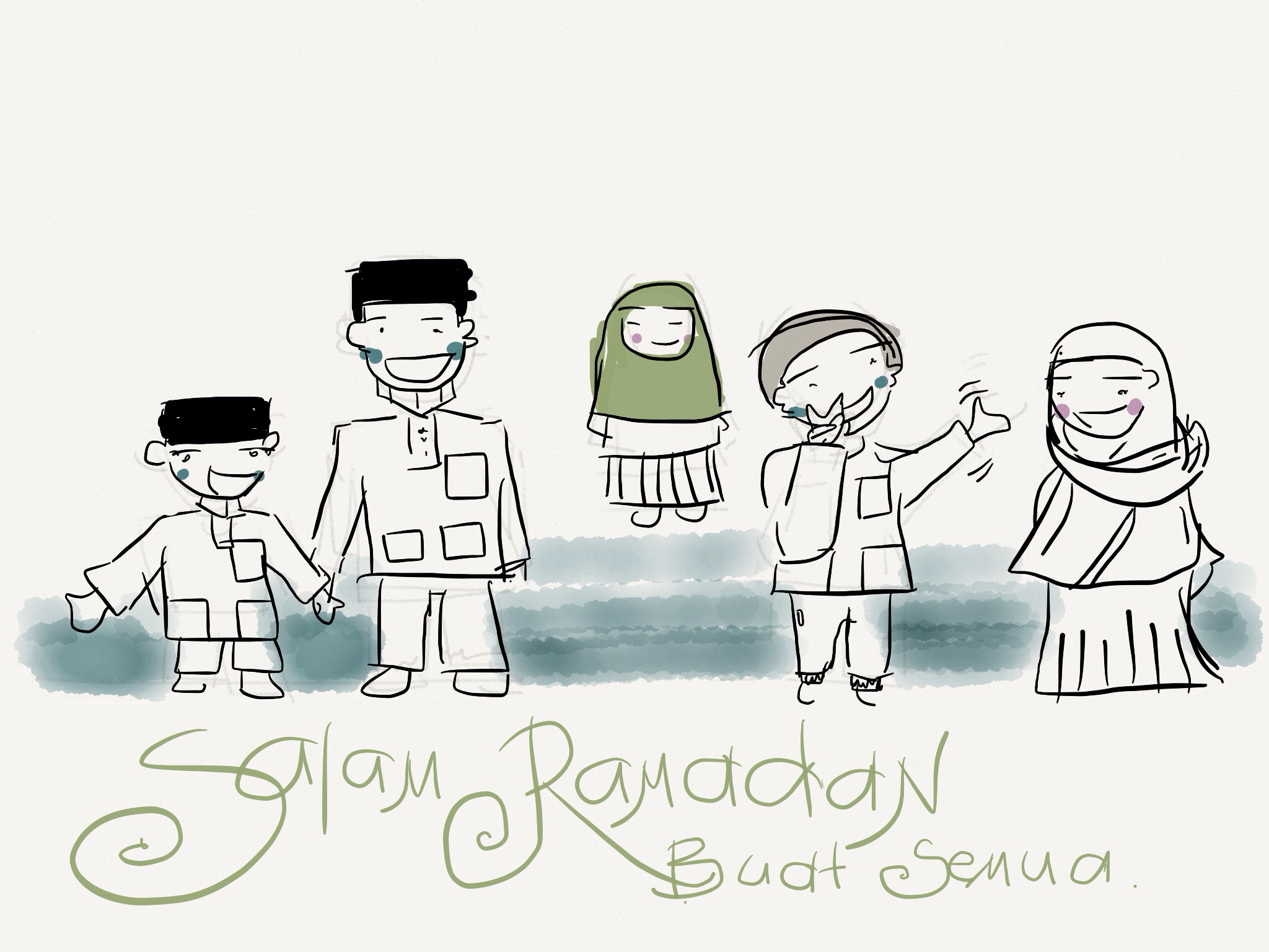 Ipad Paper Sketch Salam Ramadhan - Cartoon - HD Wallpaper 