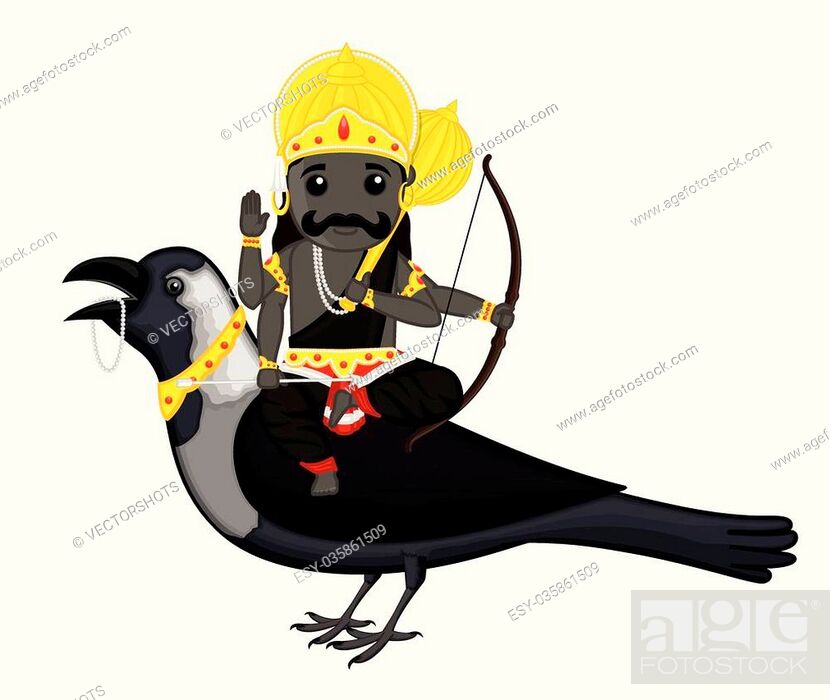 Shani Dev Riding On Crow Vector Illustration - Shani Dev Cute - HD Wallpaper 