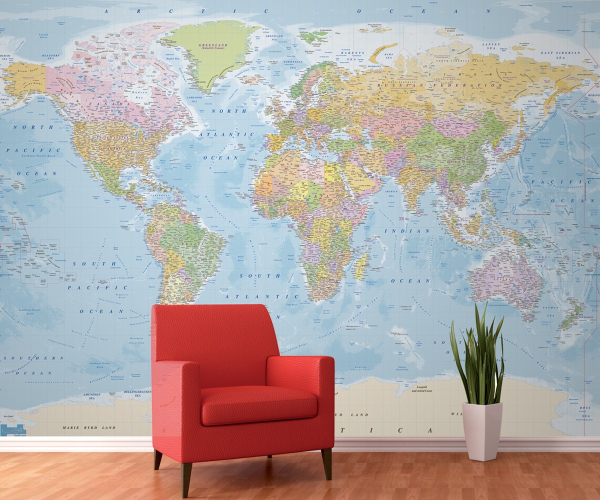 World Political Wall Mural - Worldmap - HD Wallpaper 