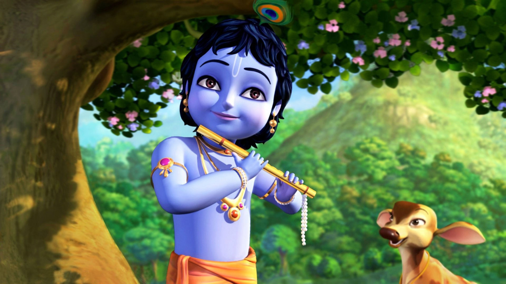 Little Krishna - Cute Happy Krishna Janmashtami - HD Wallpaper 