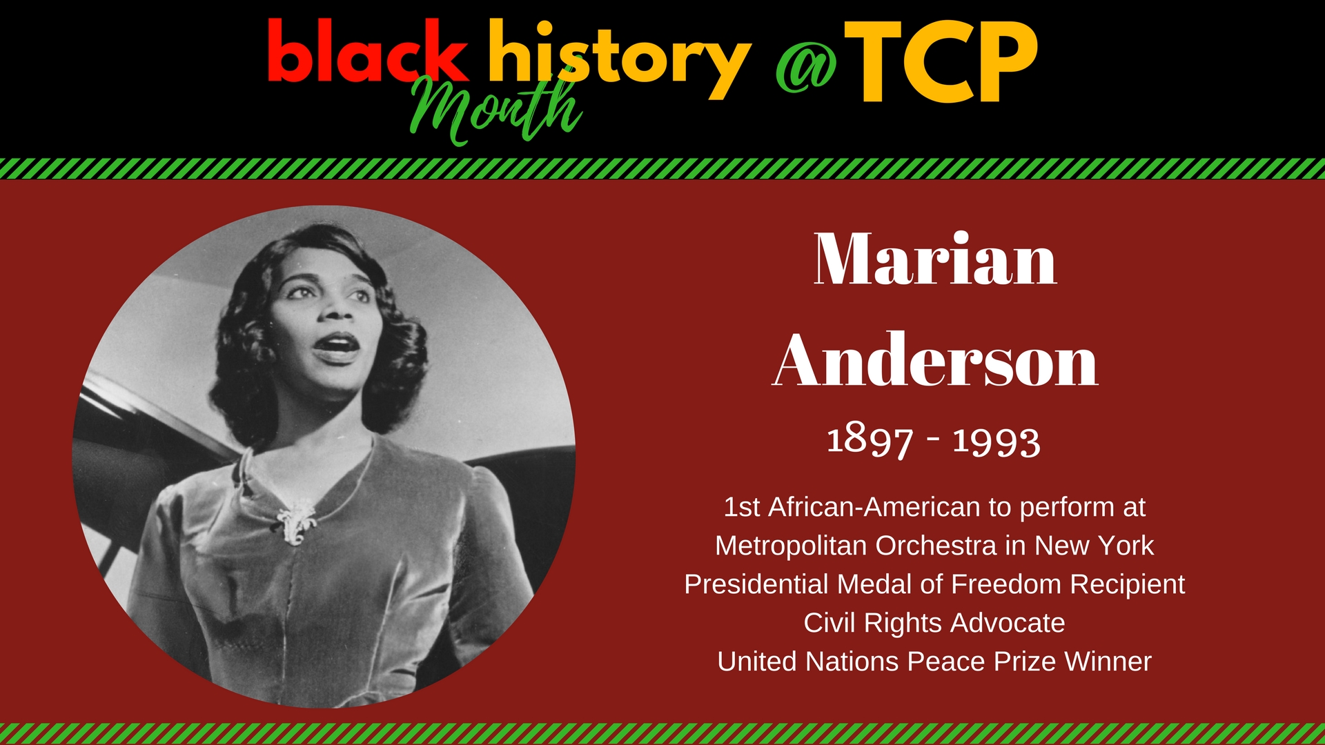 Black History @ Tcp - Marian Anderson Black History Leader - HD Wallpaper 