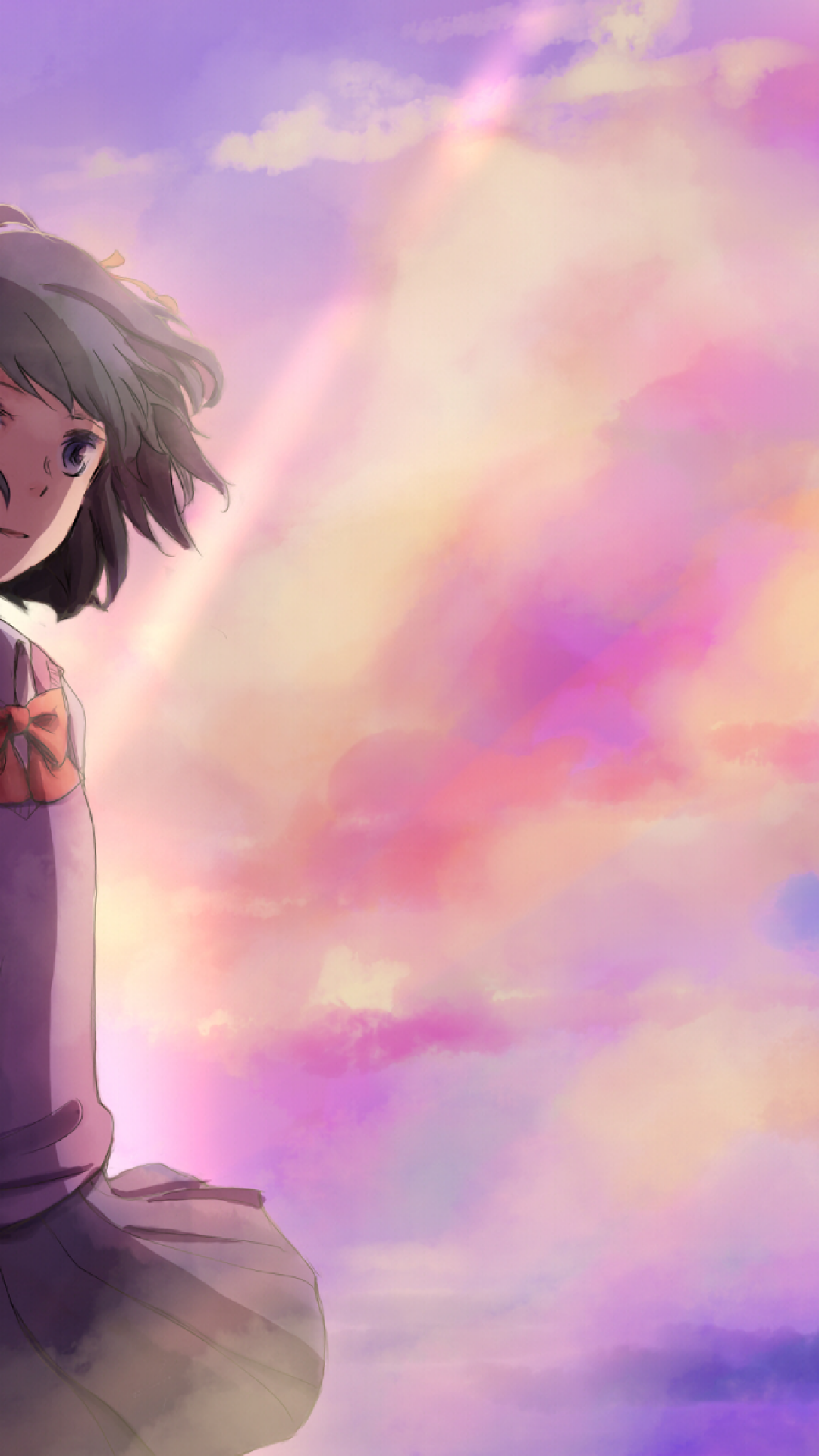 Kimi No Na Wa, Mitsuha Miyamizu, Taki Tachibana, Clouds, - Mitsuha Your Name Wallpaper Iphone - HD Wallpaper 
