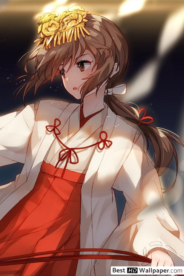 宮水三葉巫女服桌布 640x960 Wallpaper Teahub Io