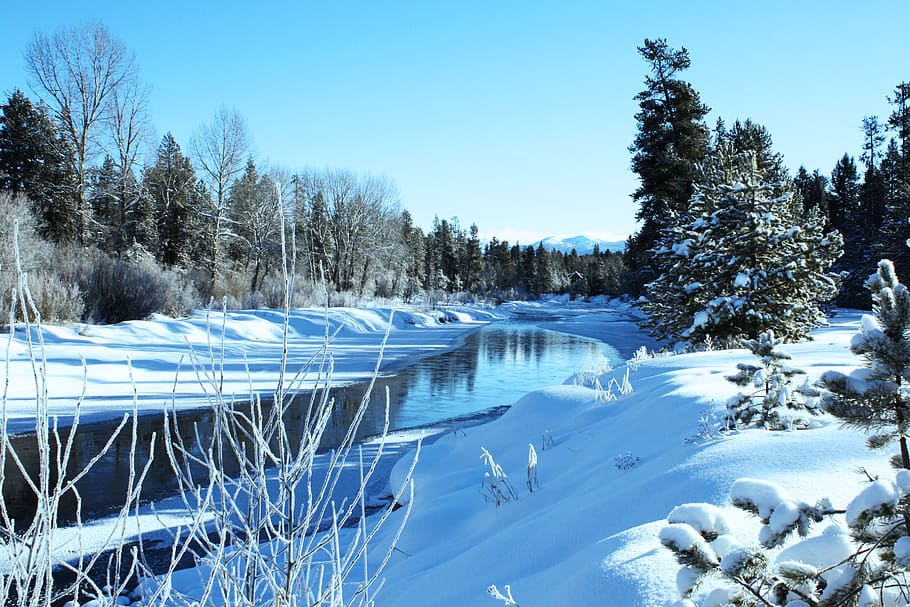 United States, Mccall, North Payette River, Blue, Snow, - Snow - HD Wallpaper 
