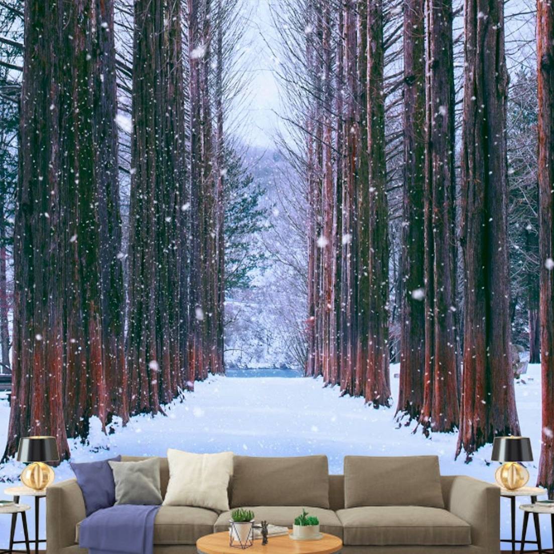 Wallpaper Custom Wallpaper 3d Wallpaper Dinding Pohon - Nami Island In January - HD Wallpaper 