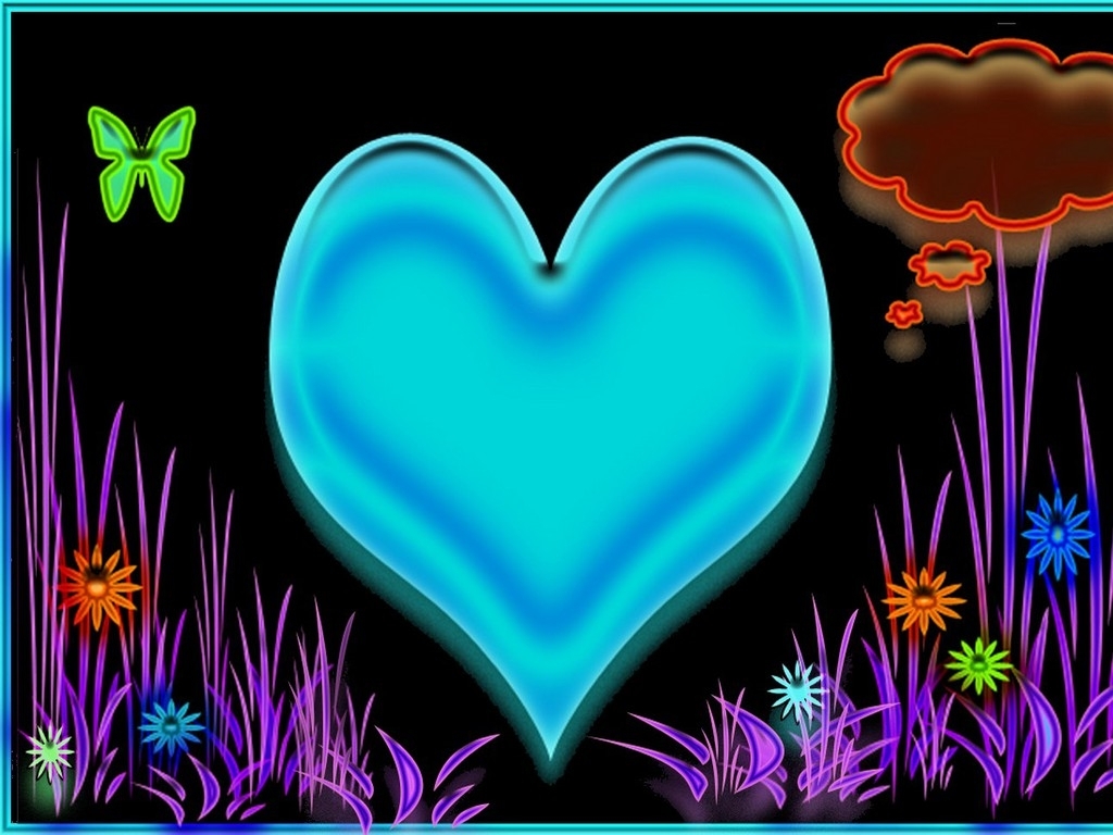 Hati, Tengah-tengah - Blue Heart - HD Wallpaper 