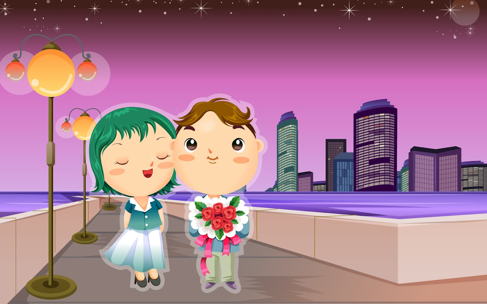 Wallpaper Pasangan - Cartoon Couple - HD Wallpaper 