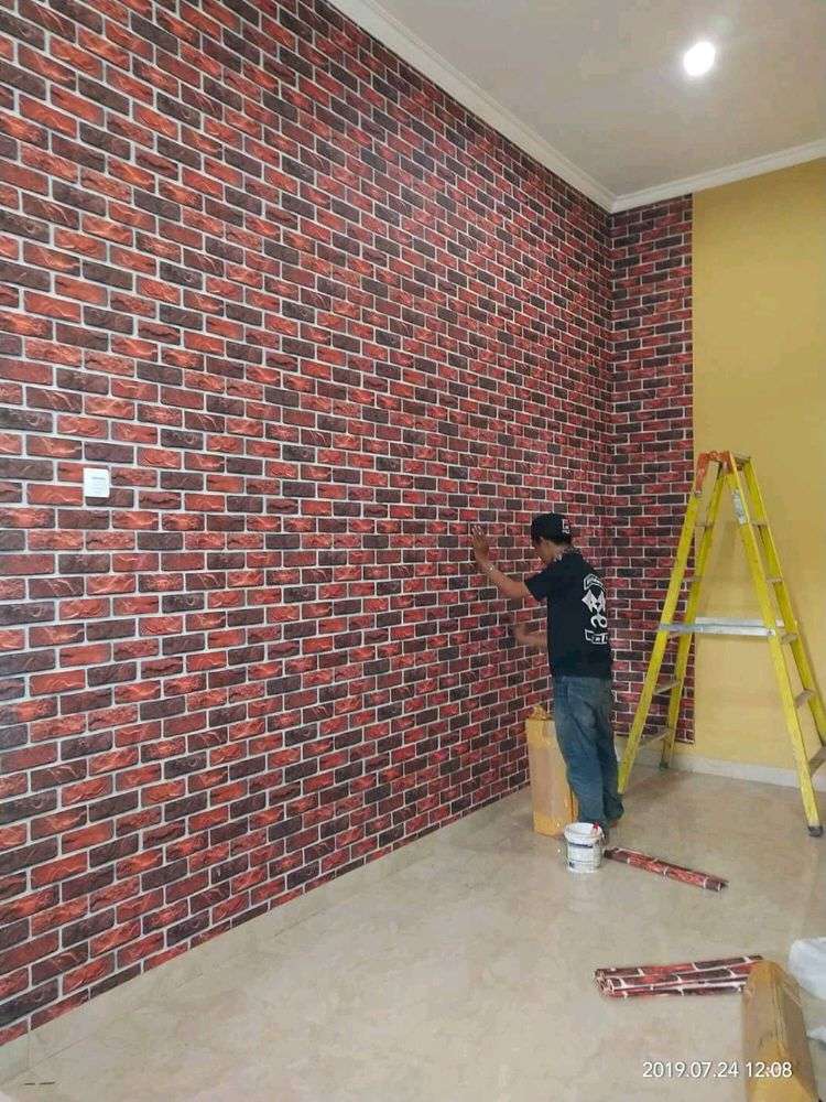 Ilustrasi Pasangan Wallpaper Gorden Hordeng Serat Bata - Wall - HD Wallpaper 