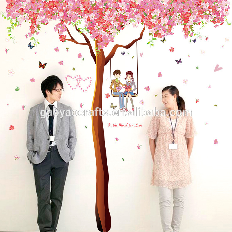 Pecinta Kartun Romantis Ceri Blossoms Dinding Stiker - Dekor Kamar Bunga Sakura - HD Wallpaper 