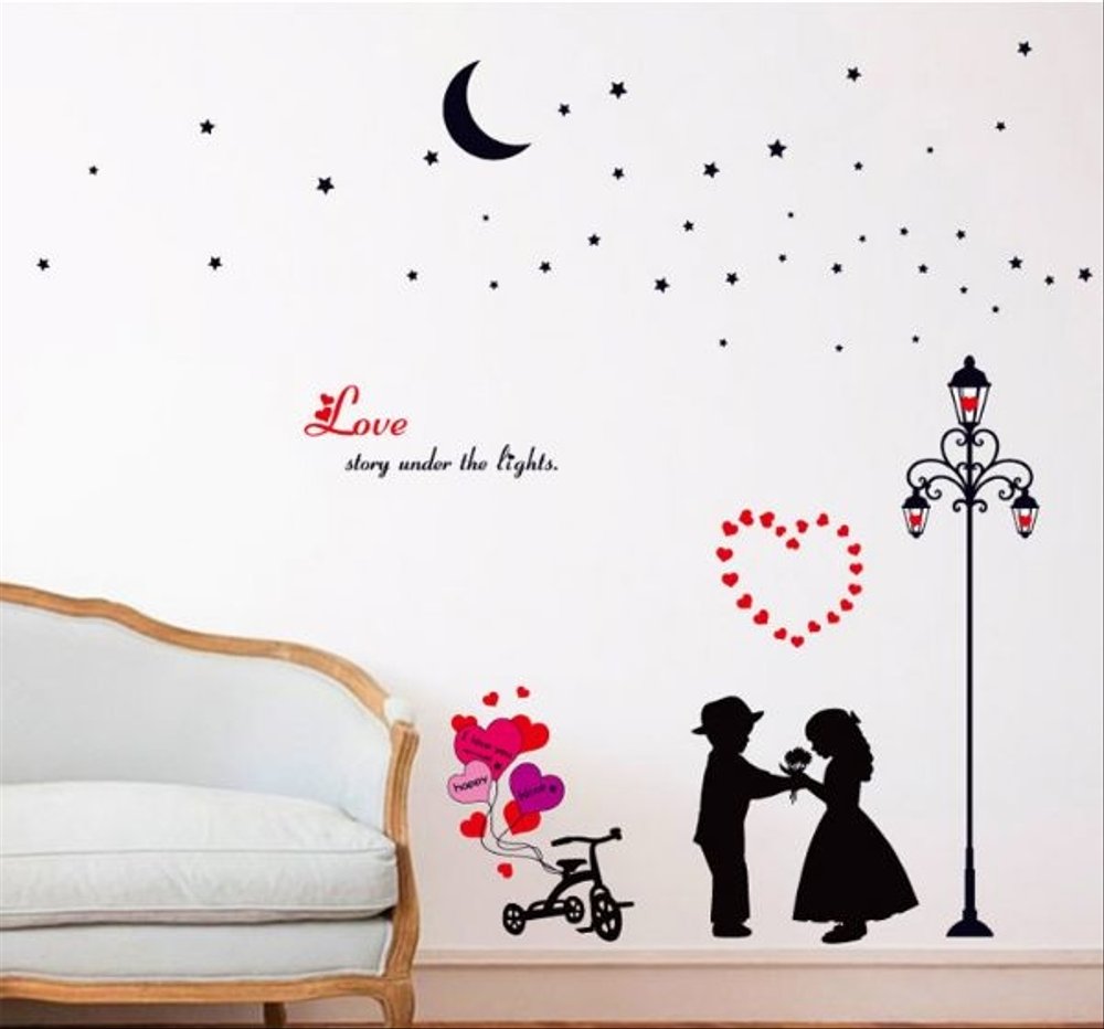 Stiker Dinding Wallpaper 60x90cm Motif Karakter Pasangan - Stiker Dinding Love - HD Wallpaper 