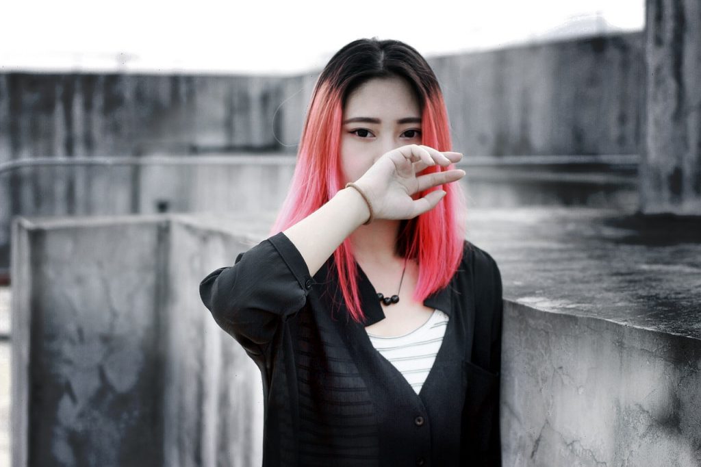 Black Red Hair Asian - HD Wallpaper 