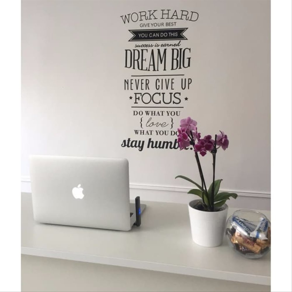 Sticker Wallpaper Dinding Kaca Motivasi Work Hard Kata - Never Give Up Quotes Black And White - HD Wallpaper 