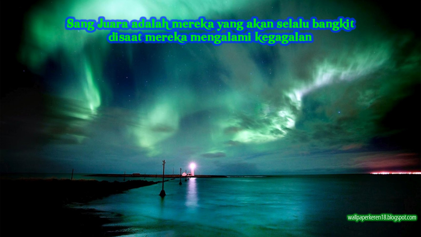 Kata Bijak Dan Wallpaper Motivasi - Aurora Borealis Over Ocean - HD Wallpaper 